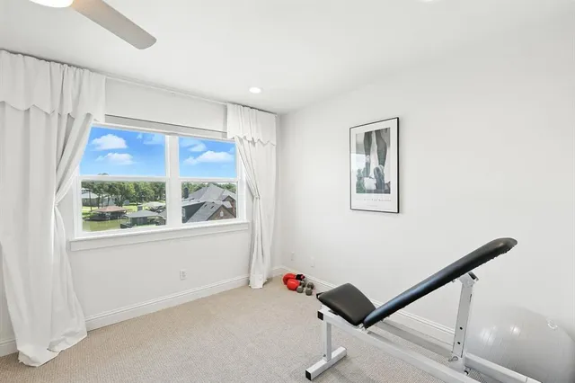 a living room with a bed furniture and a window