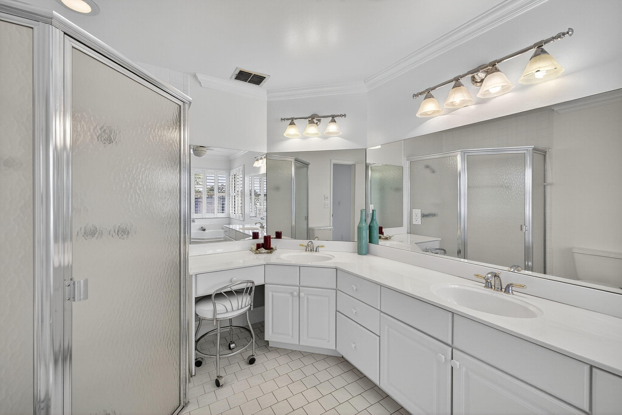 3140 Old Orchard Road Davie, FL 33328 - Photo 25 of 41 a spacious bathroom with a double vanity sink mirror and shower