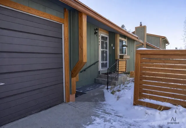 a view of a house with wooden fence