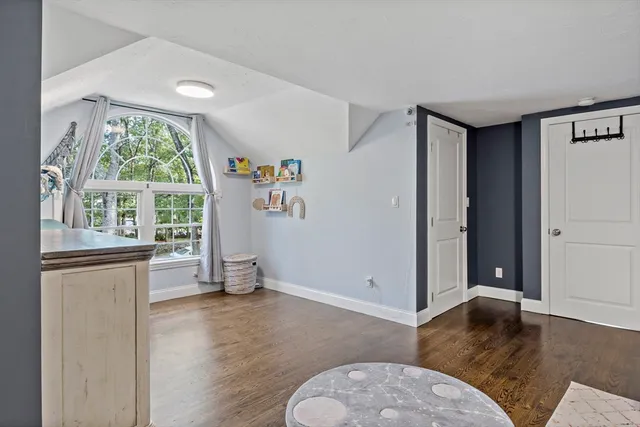 wooden floor and windows in a room