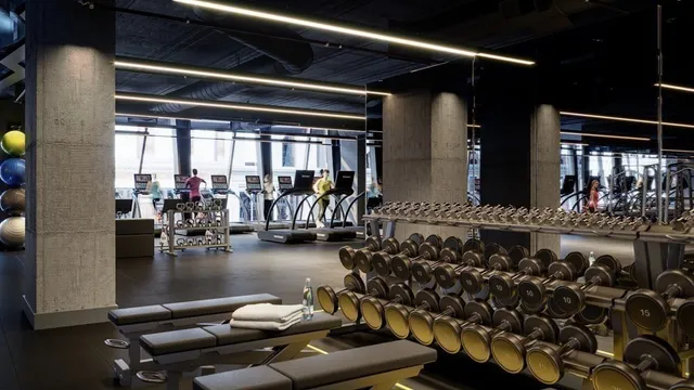a view of room with gym equipment