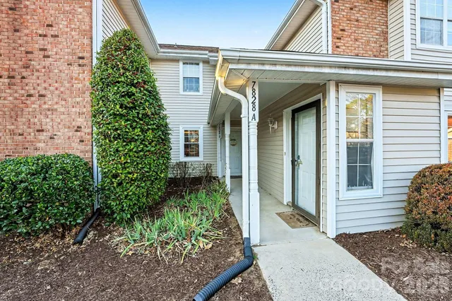 a view of a house with potted plants