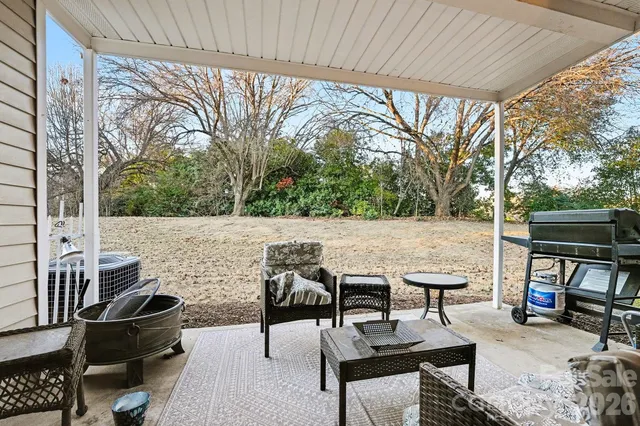 a outdoor view with a sitting space and furniture