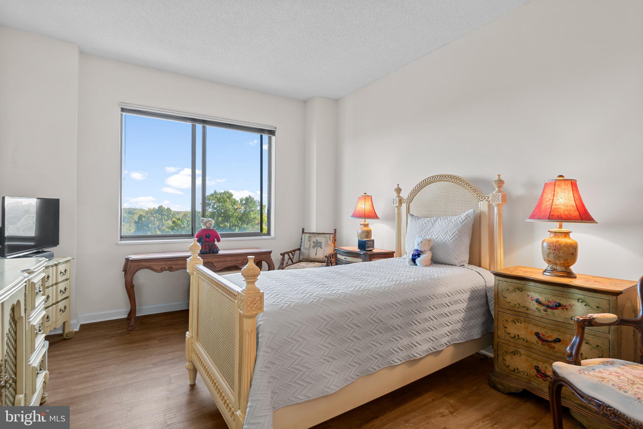 3005 South Leisure World Boulevard, Unit 702 Silver Spring, MD 20906 - Photo 17 of 43 a bedroom with a bed and a flat screen tv