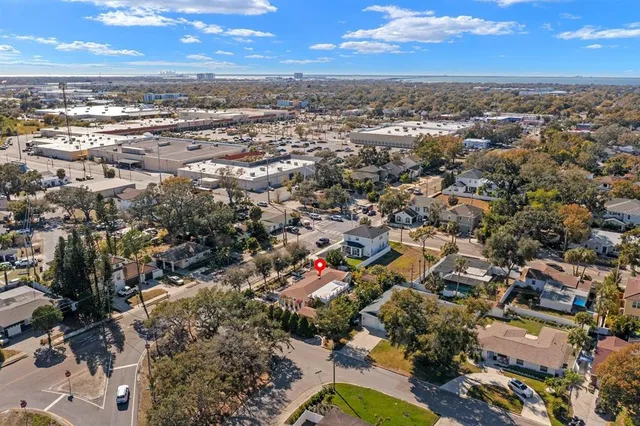 an aerial view of residential building with parking space