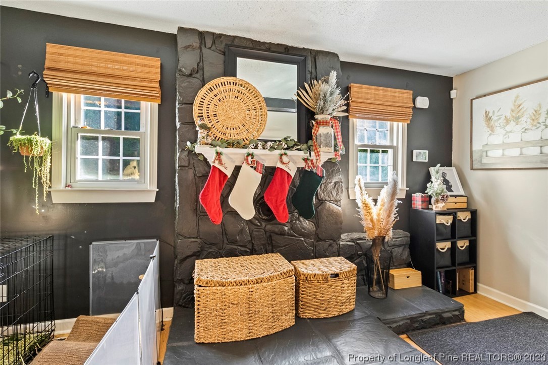 1036 Pendergrass Road Sanford, NC 27330 - Photo 30 of 31 a living room with furniture a fireplace and a window