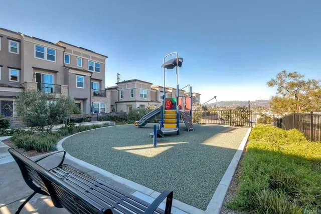 a view of a park with slide