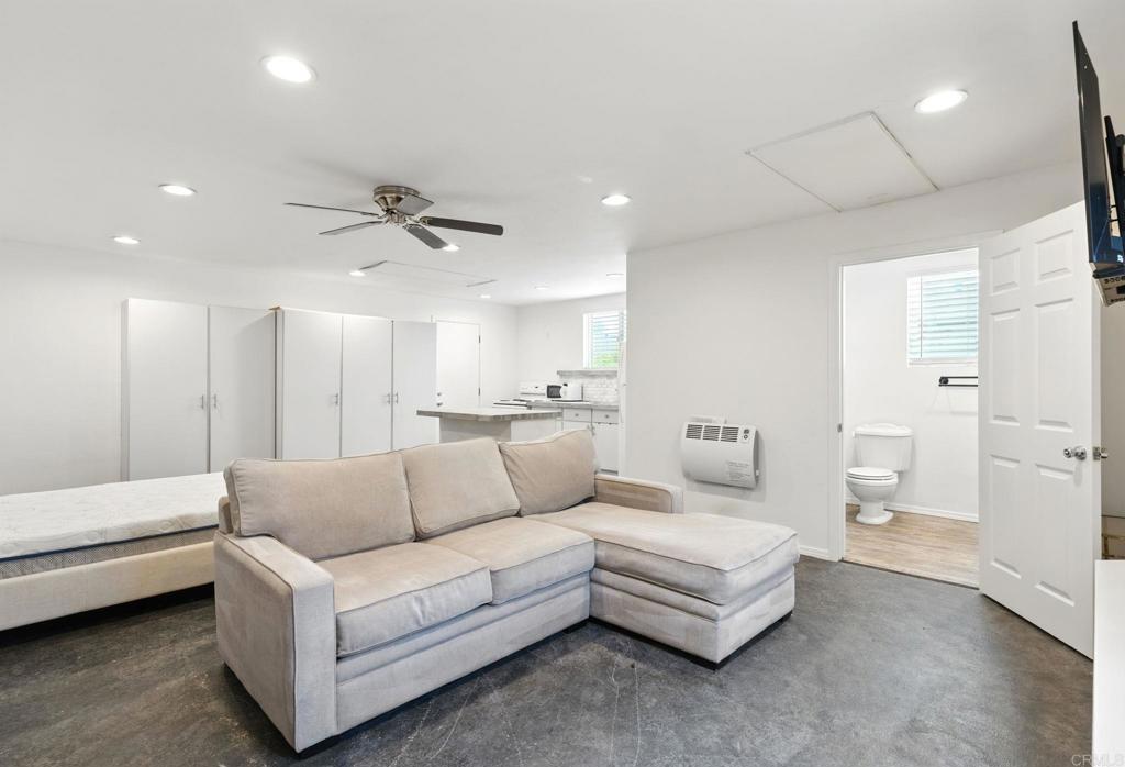 835 Dewitt Avenue, Unit B Encinitas, CA 92024 - Photo 10 of 22 a living room with furniture and a ceiling fan