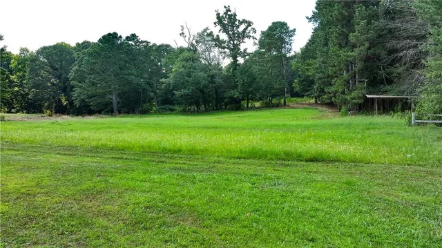 a view of a swimming pool with a yard
