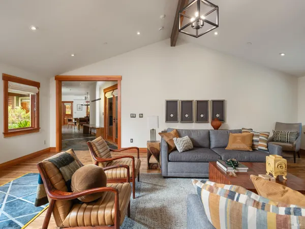 a living room with furniture