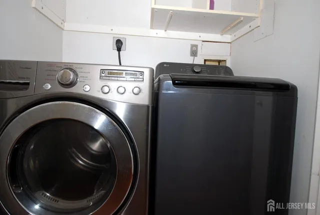 a view of a brick house with a large window
