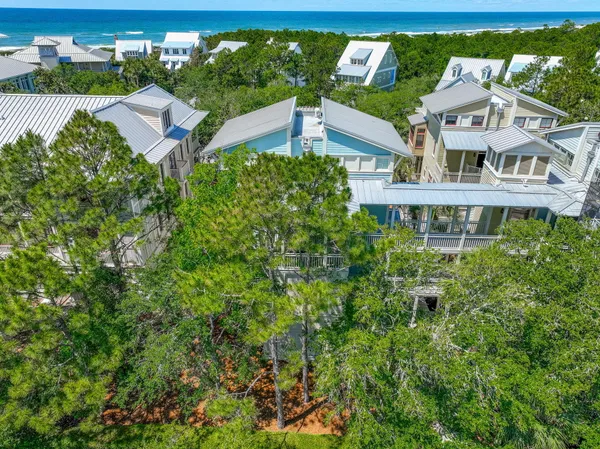 an aerial view of a house