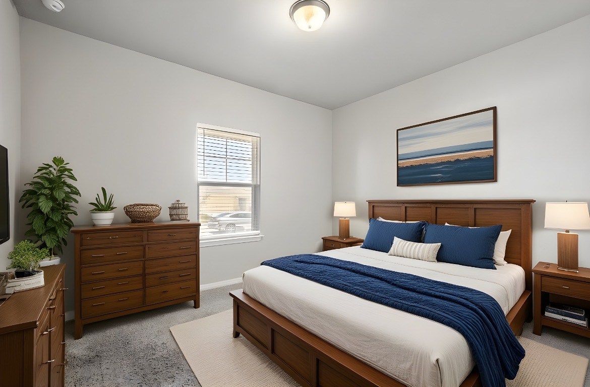 1007 Guadalupe Bass Road Hutto, TX 78634 - Photo 21 of 39 Virtual Staged Bedroom with light carpet and baseboards