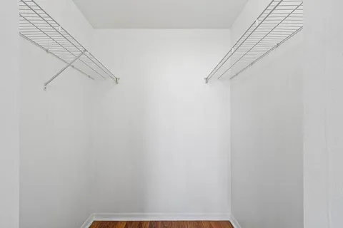 a view of small space with racks on the wall