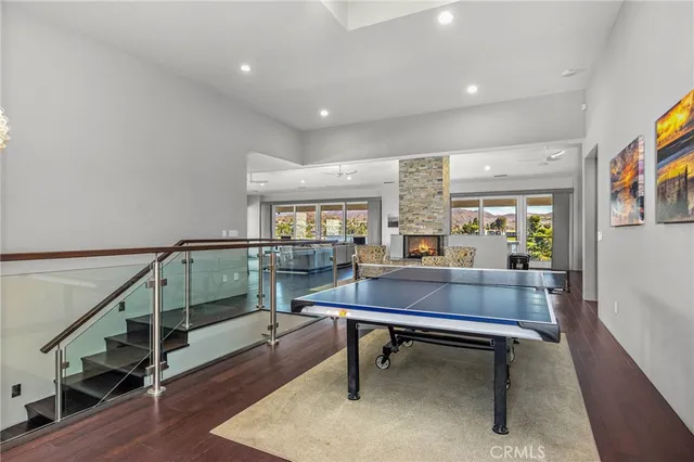 a view of a balcony with an outdoor space