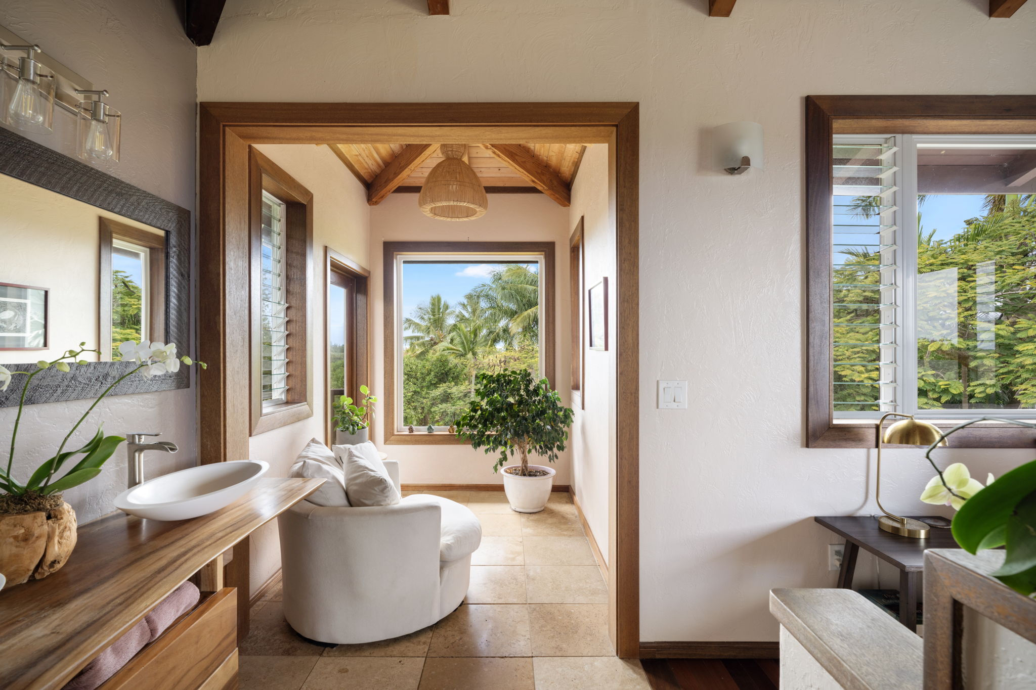 7473 E Koolau Road Kilauea, HI 96754 - Photo 16 of 30 a living room with furniture and a potted plant