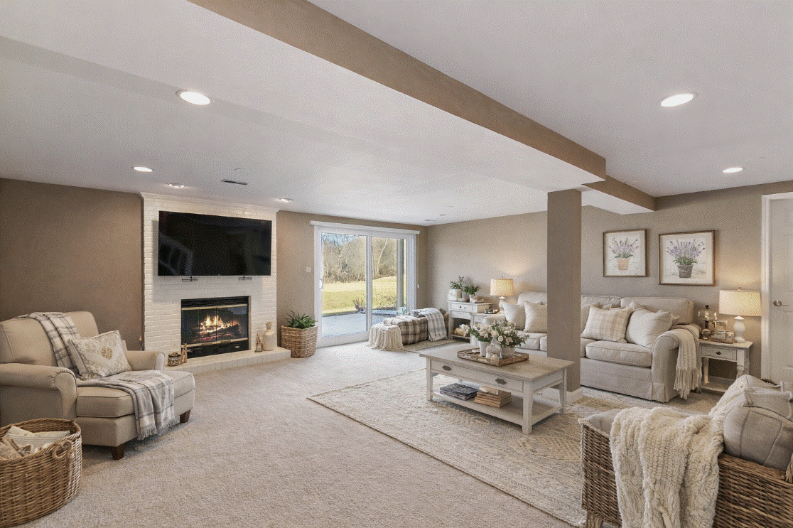 814 Oak Hill Road Lake Barrington, IL 60010 - Photo 28 of 59 a living room with fireplace furniture and a flat screen tv