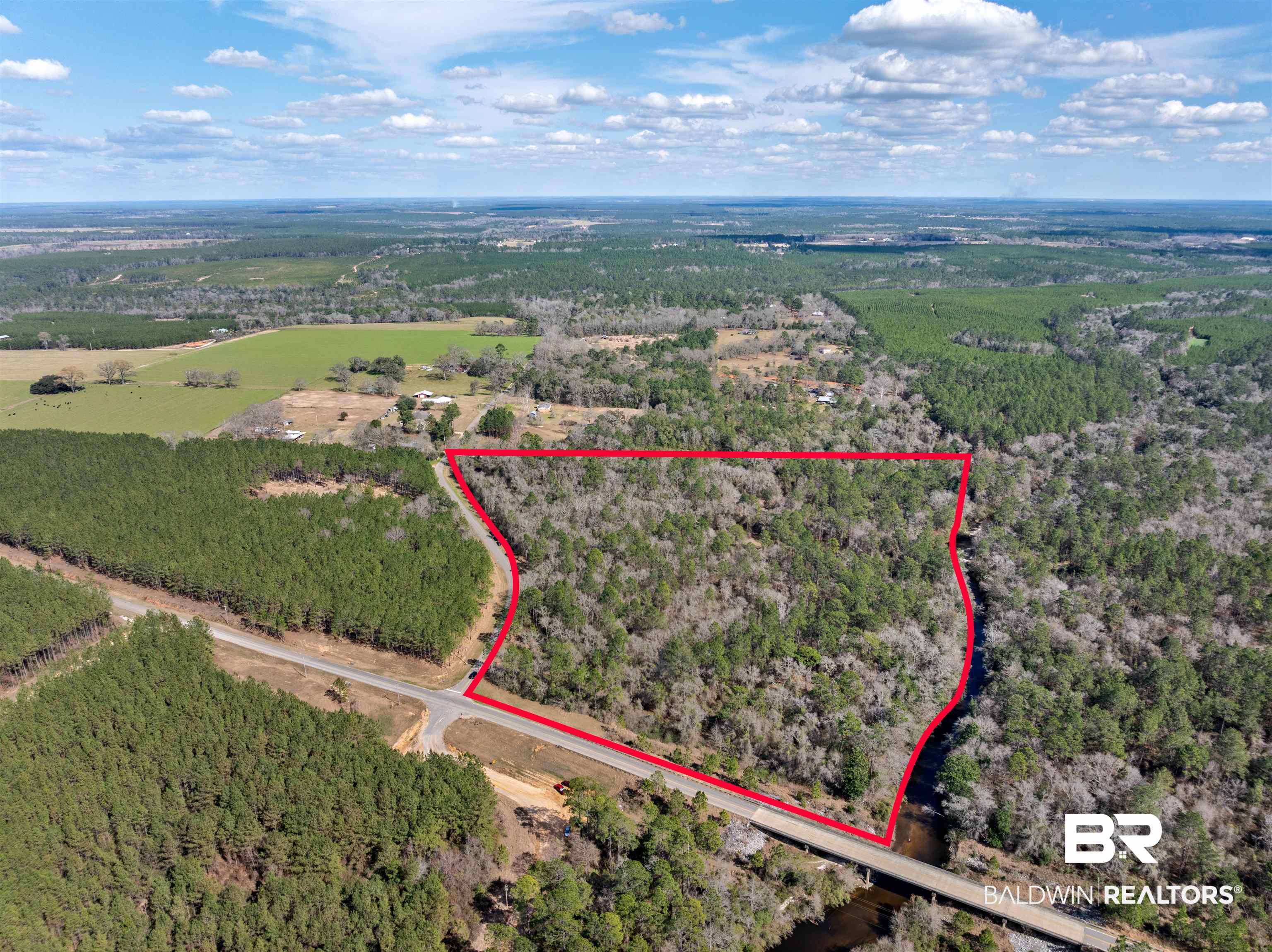 0 Dunbar Road Robertsdale, AL 36567 - Photo 28 of 36 Overview of rural landscape with property parcel outlined