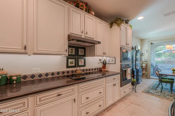 an aerial view of a house with a garden