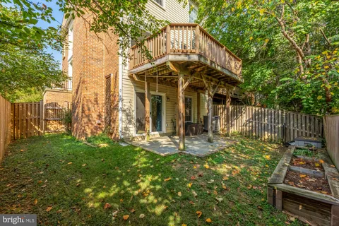 a porch with seating space
