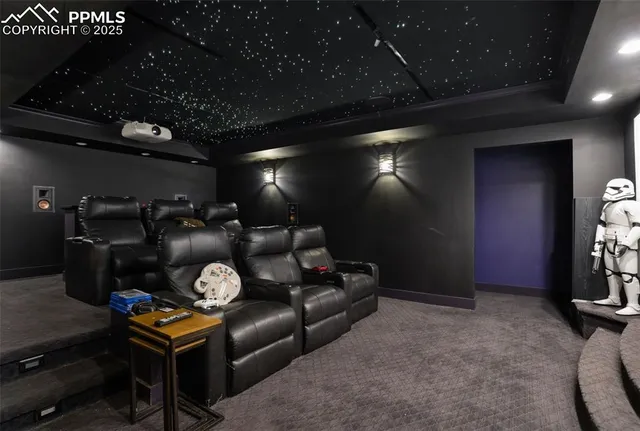 a projector room with furniture