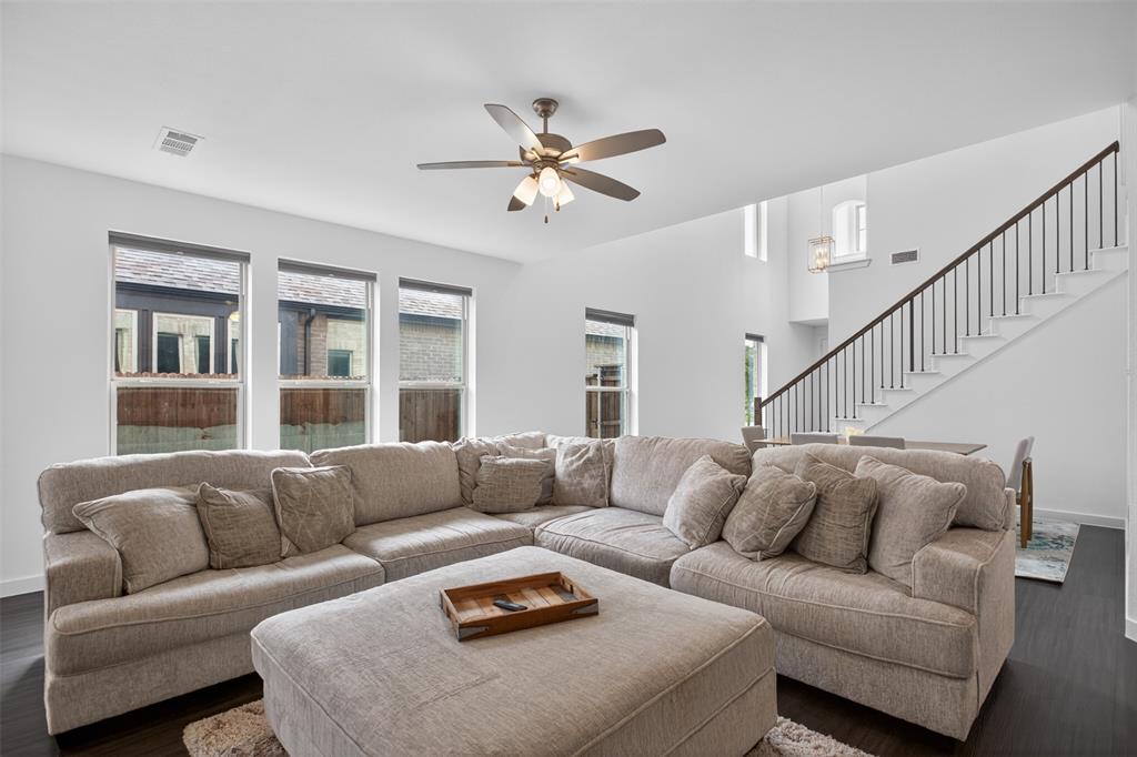 629 Claverton Lane Forney, TX 75126 - Photo 8 of 33 a living room with furniture and a ceiling fan