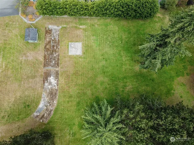 a view of a garden with a lake