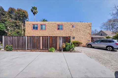 a view of a backyard with plants