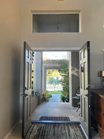 a view of a porch with furniture