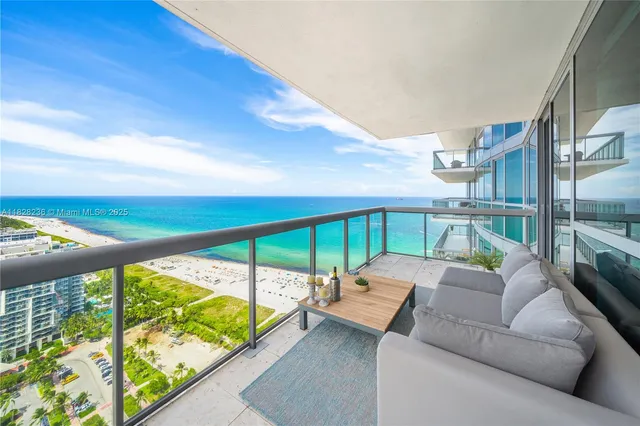 a balcony with city view