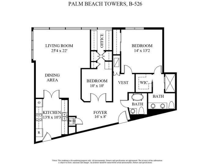 44 Cocoanut Row, Unit 526B Palm Beach, FL 33480 - Photo 33 of 33 floor plan