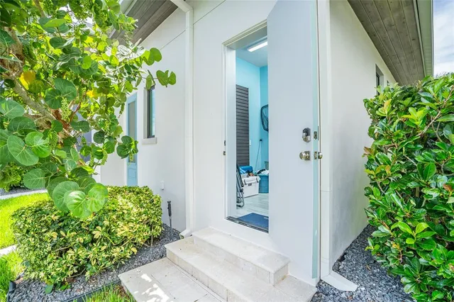 a view of a lake with sitting area