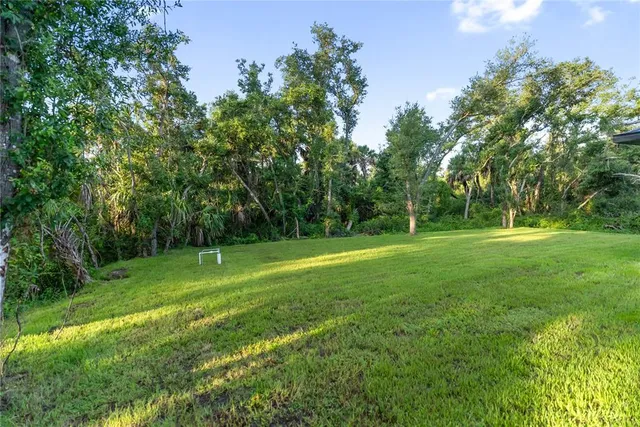 a view of a porch with a yard