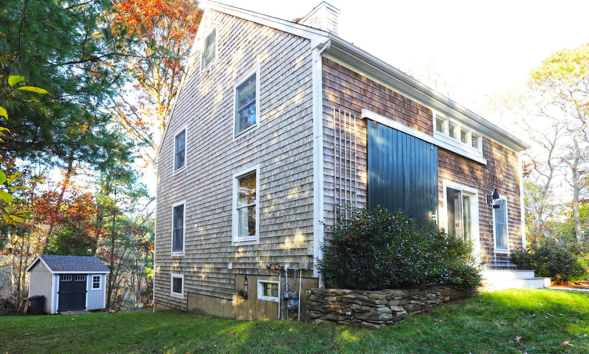 50 Jackson Drive Cotuit, MA 02635 - Photo 3 of 30 a view of backyard with plants and large tree