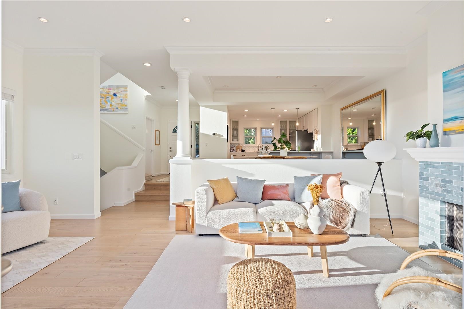 4630 Redwood Road Oakland, CA 94619 - Photo 17 of 58 a living room with furniture and kitchen view