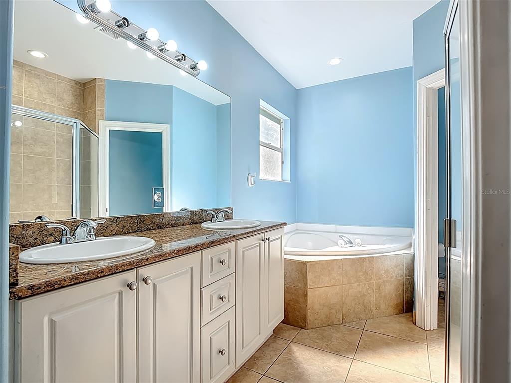2730 68th Avenue Northeast Naples, FL 34120 - Photo 30 of 86 a bathroom with a granite countertop sink a large mirror and a bathtub