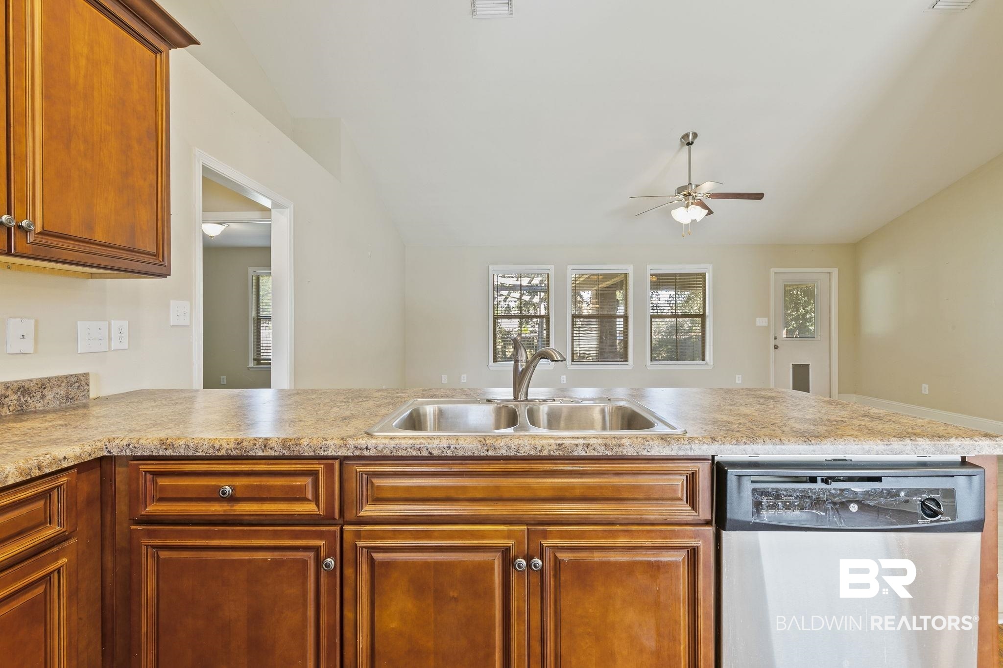 11153 Sturbridge Loop Daphne, AL 36526 - Photo 33 of 79 Kitchen with dishwasher, kitchen peninsula, ceiling fan, and sink