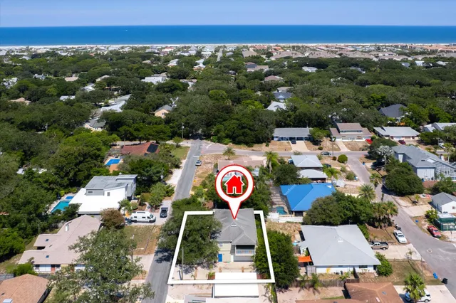 an aerial view of a house
