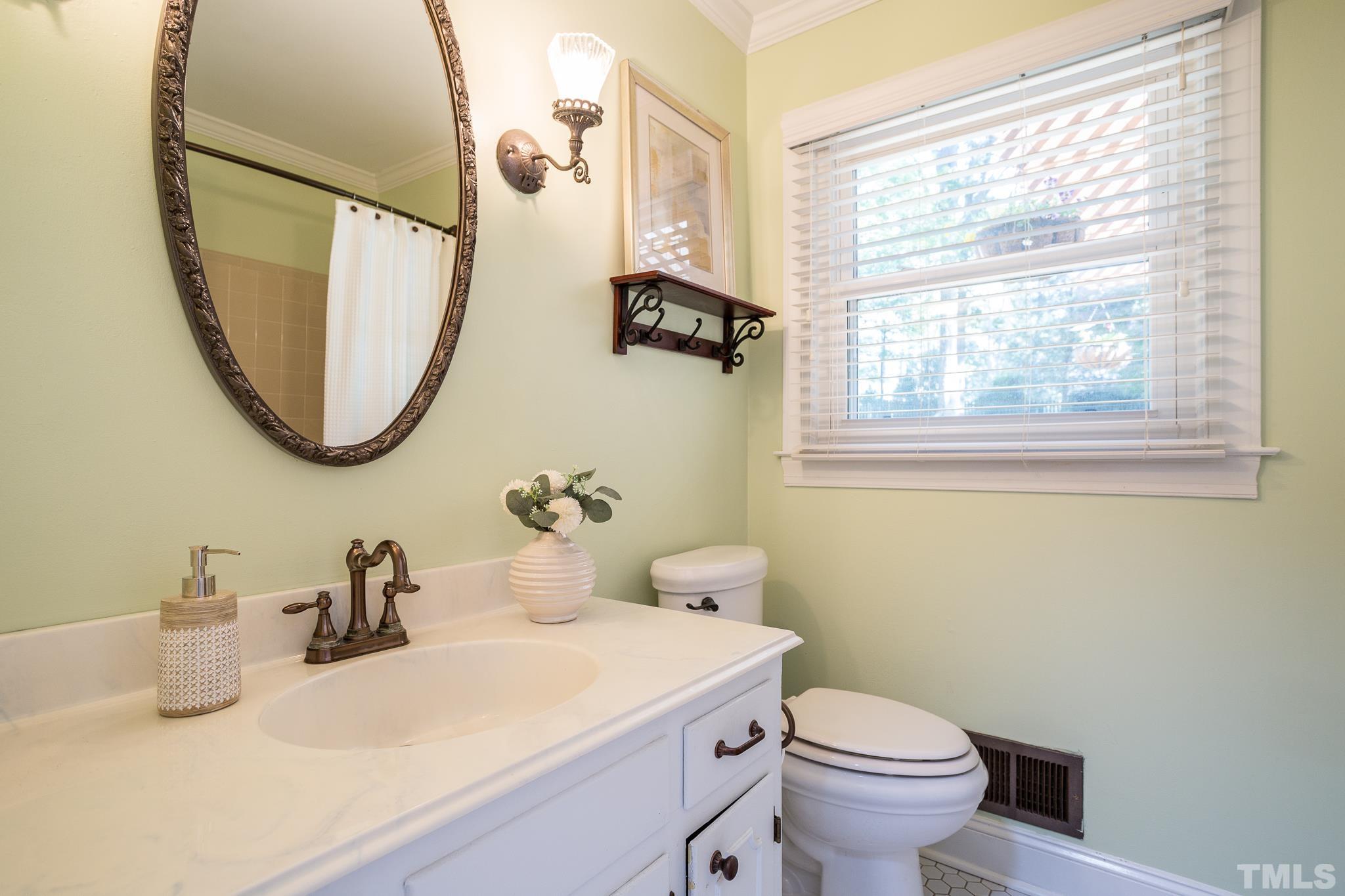 4608 Oak Park Road Raleigh, NC 27612 - Photo 18 of 30 a bathroom with a toilet sink and mirror