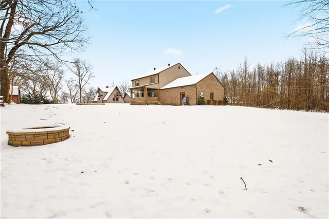 a outdoor space with white house