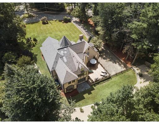 101 Hundreds Road Wellesley, MA 02481 - Photo 27 of 29 an aerial view of residential house with outdoor space and swimming pool