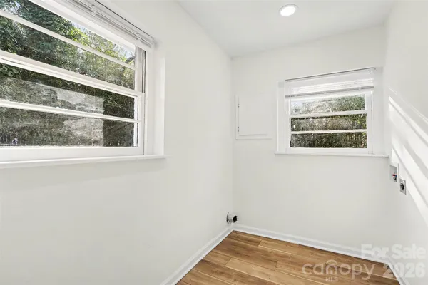 a view of a small space with window