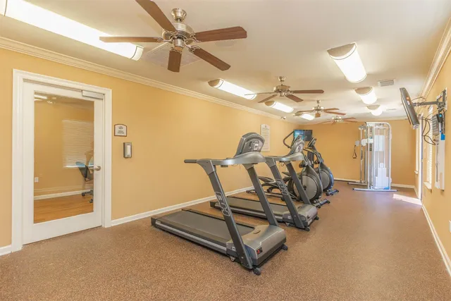 a view of a room with gym equipment