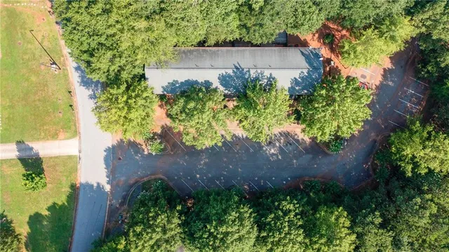an aerial view of a house