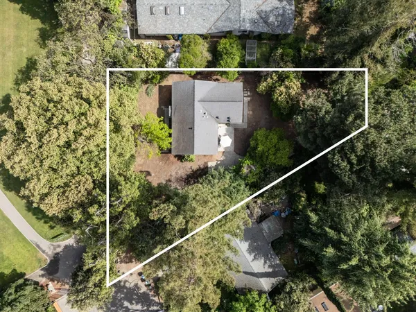 a front view of house with yard and trees