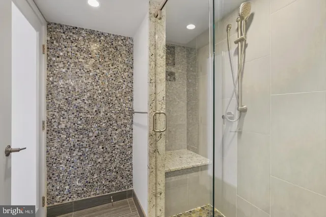 a bathroom with a shower
