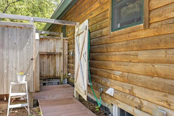 a view of small wooden door