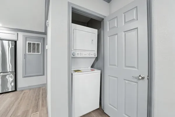 a utility room with dryer and washer