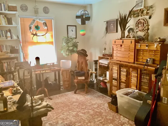 a living room with furniture