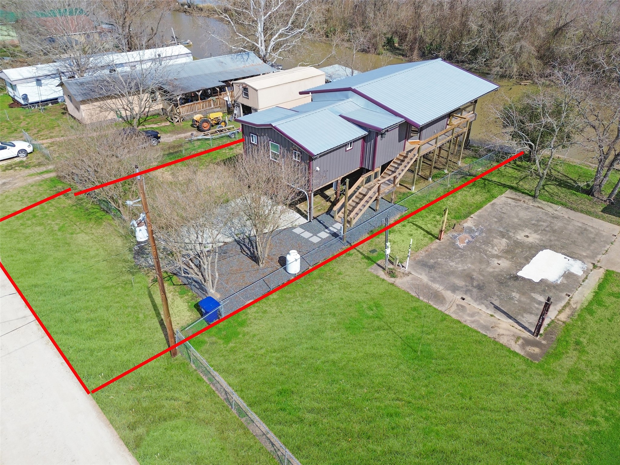 an aerial view of a house